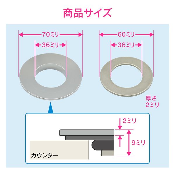 カクダイ GAONA GA-HW019水栓穴径変換アダプタ36mm 1個（直送品