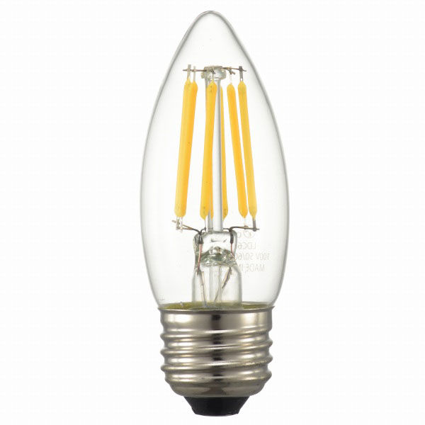 オーム電機 LED電球 フィラメント シャンデリア形 E26 60W相当 調光器対応 クリア 電球色 全方向 LDC6L/D C6（直送品）