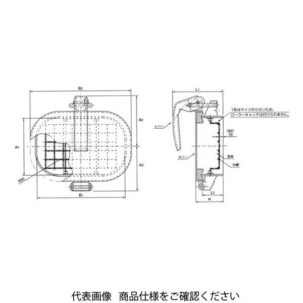 椿本バルクシステム ワンタッチ窓 基本形 網付タイプ ローラーキャッチ式 CMD-R3-GN 1個（直送品）