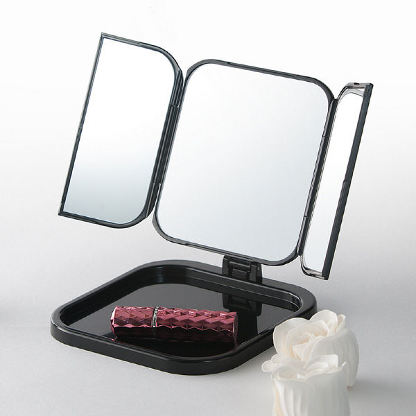 永井興産 コンパクト三面鏡 WITH（ウィズ） BK（ブラック）幅230×奥行