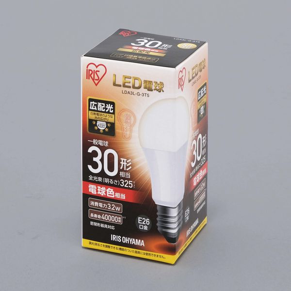 アイリスオーヤマ LED電球 E26 広配光タイプ 電球色 30形相当