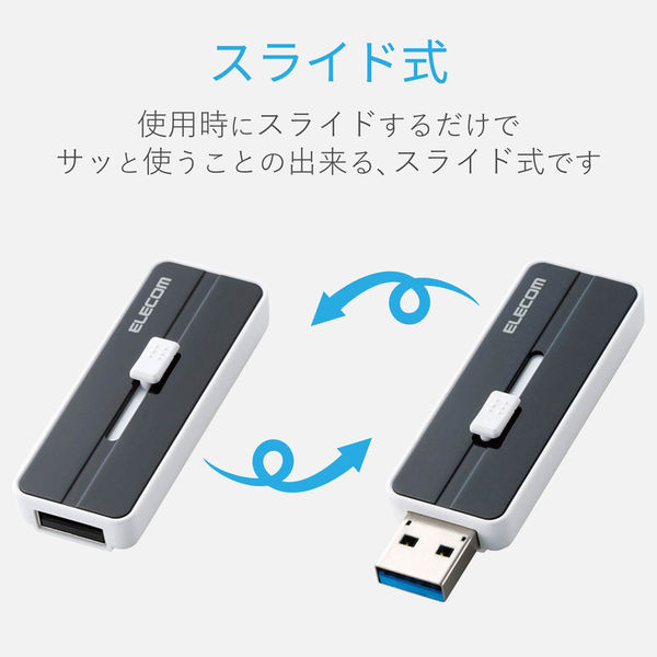 エレコム USBメモリー/USB3.1(Gen1)対応/スライド式/32GB MF-KNU332GBK