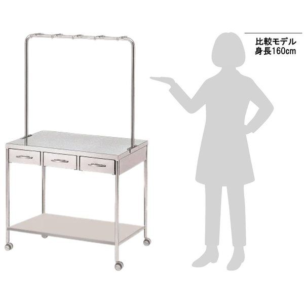 アズワン 点滴処置台 中ー棚付 0-225-11 1台（直送品） - アスクル