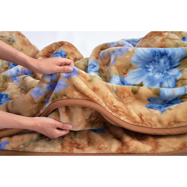 衿付き2枚合わせ毛布（ヤード柄）ピンク140×200cm ＜京都西川＞ 幅