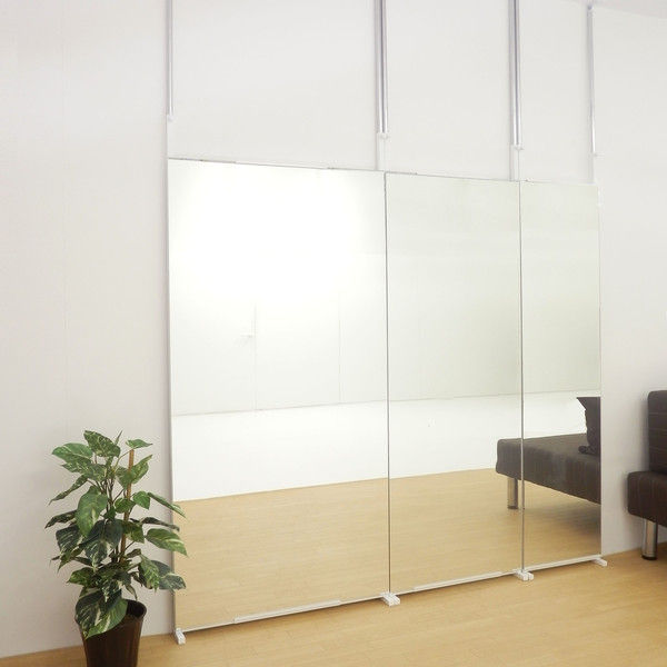 未開封】突っ張り間仕切り両面ミラー 幅40cm 突っ張り 全身鏡