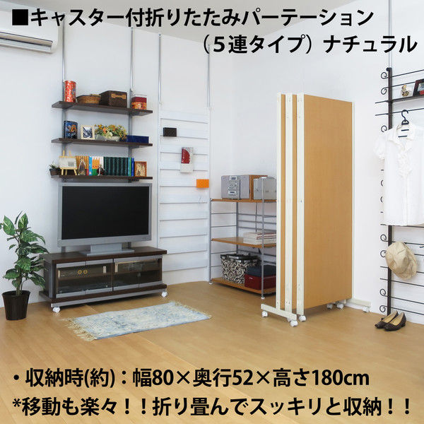 【軒先渡し】 日本住器工業 折畳みパーテーション キャスター付 2連 高さ1450mm OTP-145（2）/アイボリー 1台（直送品）