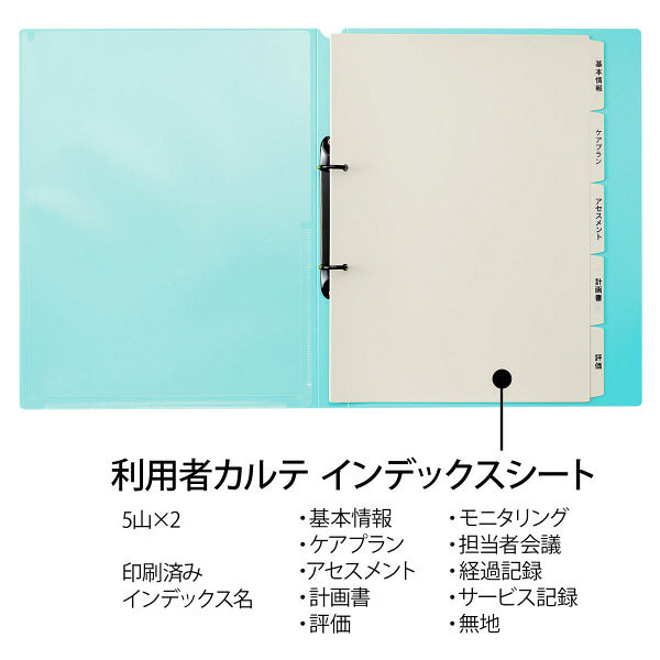 プラス たすけあ 利用者カルテ リングファイル ブルー FL-804RF 1