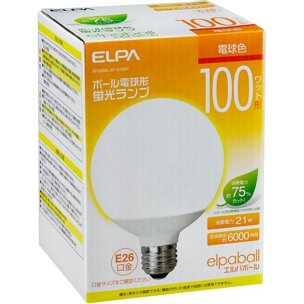 朝日電器 電球形蛍光灯Ｇ形　１００Ｗ形 EFG25EL/21-G102H 1個