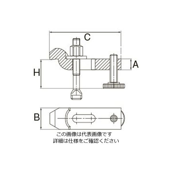 エスコ M20/200mm サポートスクリュー付クランククランプ EA637BE-20 1