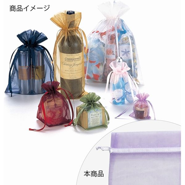 ケース販売】HEIKO 巾着袋 オーガンジーバッグ L ラベンダー 008705060