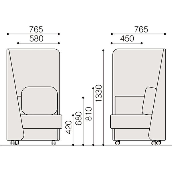 組立設置込】イトーキ オフィス用 ソファ 1人掛 ハイバック レッドダークグレー 幅765×奥行765×高さ1330mm 1台（直送品） - アスクル