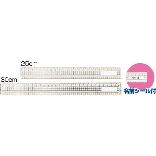 アクリル方眼定規 25cm 溝付 定規 文房具 算数 学校 教材 備品