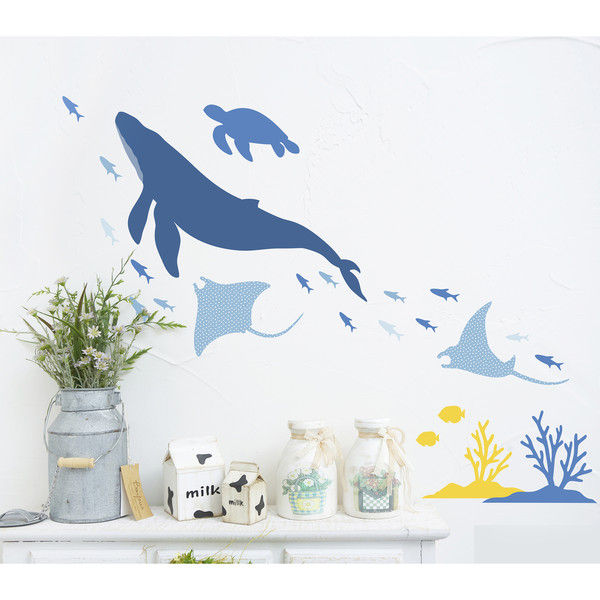 ウォールステッカー クジラ 美しい動物 壁紙 シール アート 部屋 内装 : ウォールステッカー おしゃれ クジラ壁 ステッカー