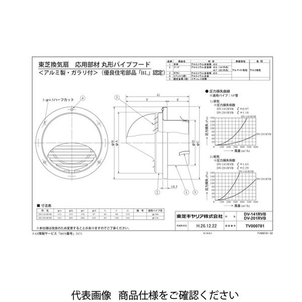 東芝 アルミ製パイプフード150丸 DVー201RVB DV-201RVB 1台（直送品