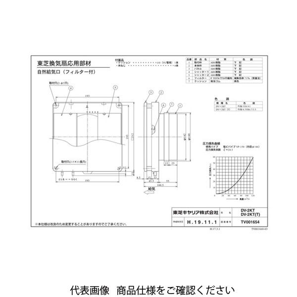 東芝 吸気口(150) DVー2KT 1台（直送品） - アスクル