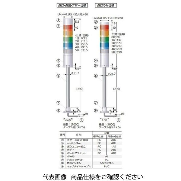 パトライト 積層信号灯 LR4ー402PJBWーRYGB LR4-402PJBW-RYGB 1台（直送品）