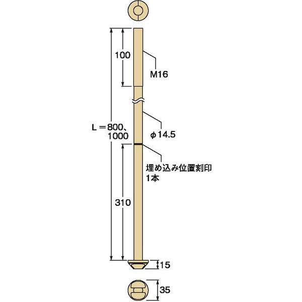 タナカ 高耐力オメガアンカーボルトM16 L=1000 AF6H81 1箱（10本入）（直送品）