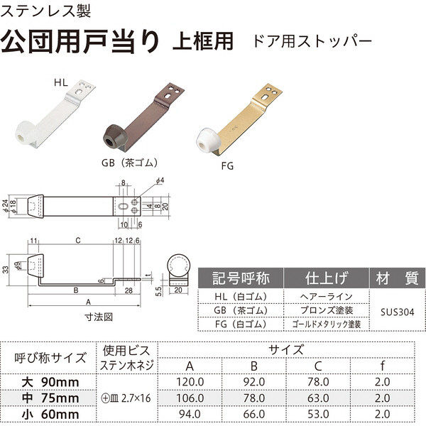 宇佐美工業 ステンレス 公団型戸当 中 FG 0006-00197 1箱（20個