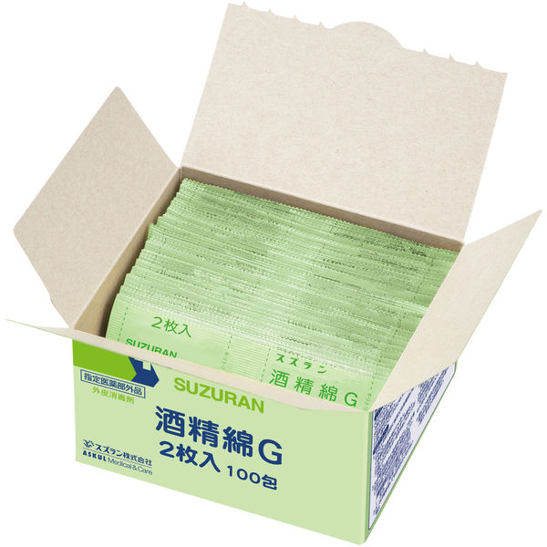 スズラン 酒精綿G(個包装/2枚入) 1箱(2枚入×100包 スズラン 酒精綿G(個包装/2枚入) 1箱(2枚入×100包