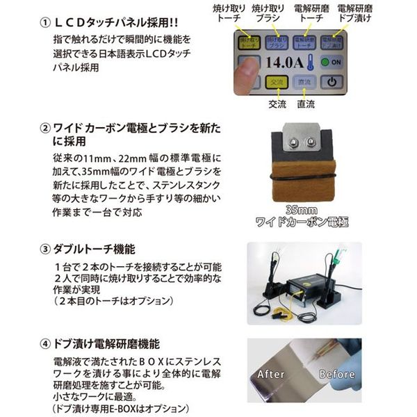 エスティジェイ ステンレス溶接焼け取り装置 MUL100（マルチクリノックス）（直送品） - アスクル