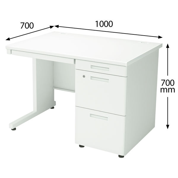 コクヨ インベントデスク INVENT 片袖机 幅1000×奥行700×高さ700mm ホワイト/ホワイト TKG-D107SAWPAWNN  1台（4梱包）