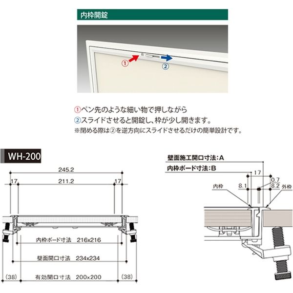 サヌキ 壁用点検口 WH-200 200角 1台