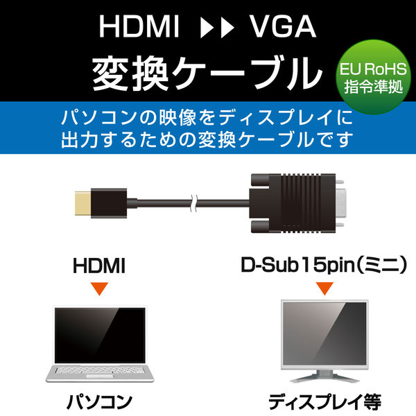 HDMI-VGA 変換ケーブル 1m HDMI[オス] - VGA(D-Sub15pin)[オス] CAC
