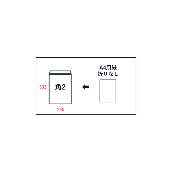 山櫻 白封筒 角2 スミ貼 本ケントCoC 100 YAMA-4014-0053 1箱（500枚