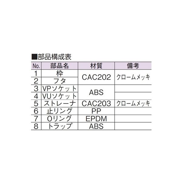 アウス ワンタッチ掃兼金具（スーパートラップ付）VP・VU兼用 D-3CO