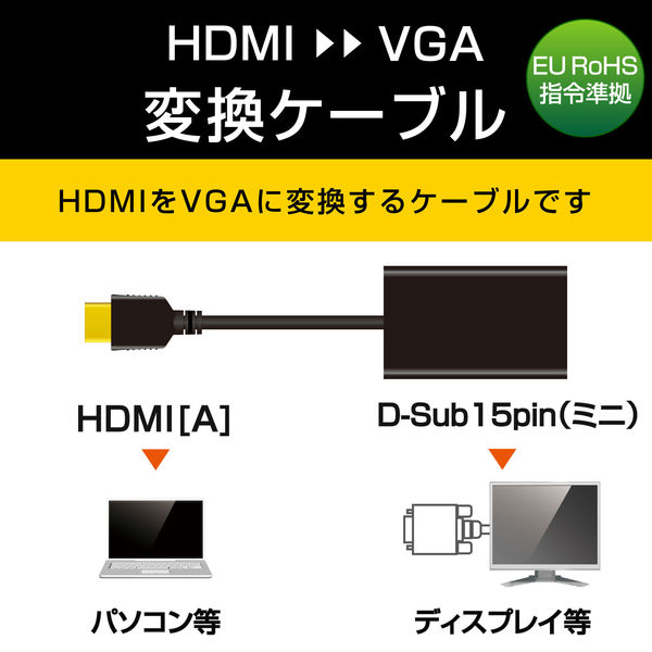 HDMI-VGA 変換アダプター HDMI[オス] - VGA(D-Sub 15pin)[メス] 約0.15