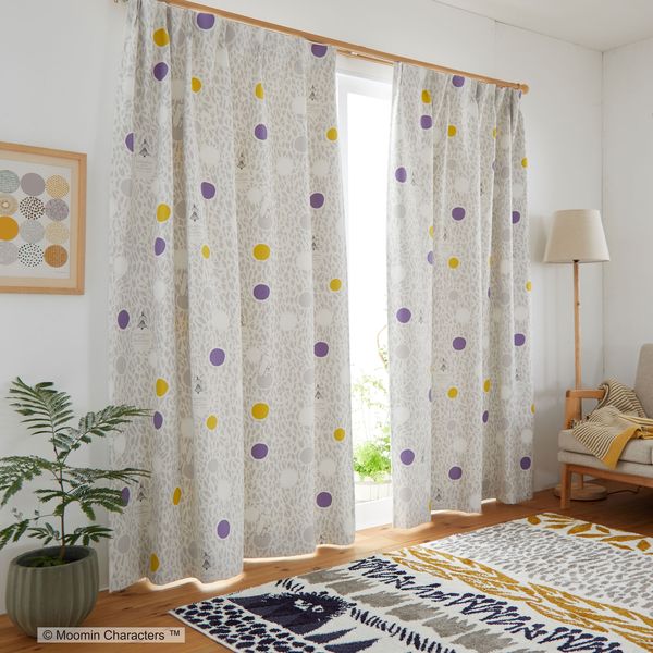 スミノエ MOOMIN セミオーダー カーテン カラーサークル 1900×900mm グレー 1セット(2枚入)（直送品）
