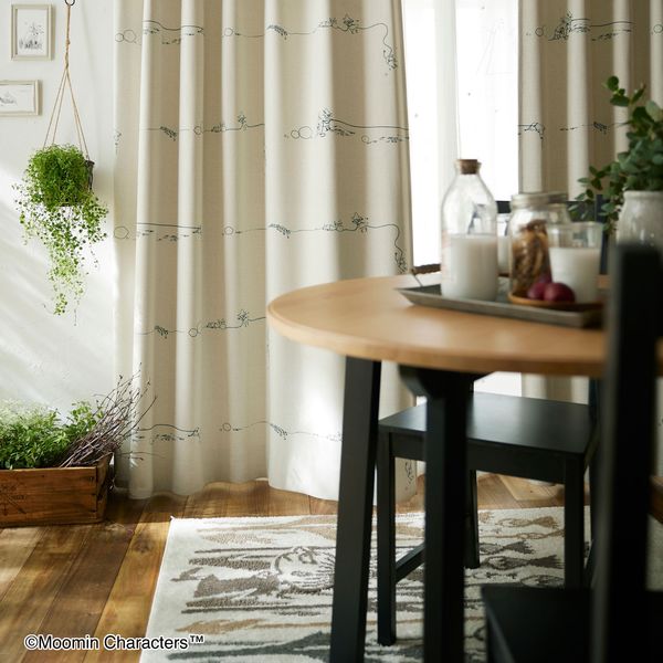 スミノエ MOOMIN セミオーダー カーテン デニムボーダー 1200×2450mm アイボリー 1セット(2枚入)（直送品）