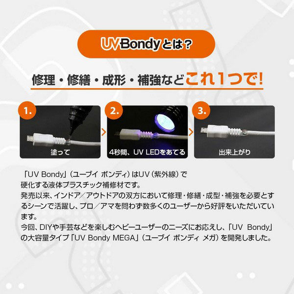 【瞬間接着剤】 UV BONDY MEGA ボンディメガ 30ml ノズル UBーS30MNZ UB-S30MNZ 1本