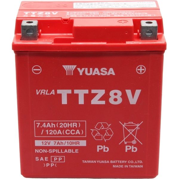【二輪車用品】台湾ユアサ シールド型 バイク用バッテリー TY-TTZ8V 1個（直送品）