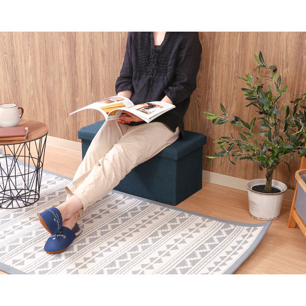 Amazon｜不二貿易(Fujiboeki) 収納ベンチ 収納ボックス 幅60×奥行30×高さ30cm ネイビー オットマン 耐荷重80kg  折りたたみ ボックススツール ハント 86141｜オットマン オンライン通販