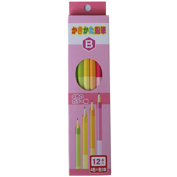 サンフレイムジャパン 4色軸のかきかた鉛筆 ピンク B 500-2301 1セット