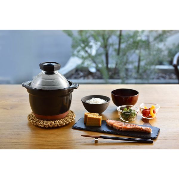 HARIO フタがガラスのご飯釜1～2合 日本製 GNR-150-B 1個（直送品
