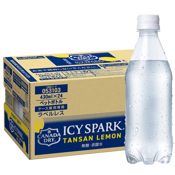 炭酸水】 ICY SPARK from カナダドライレモン 430ml ラベルレス