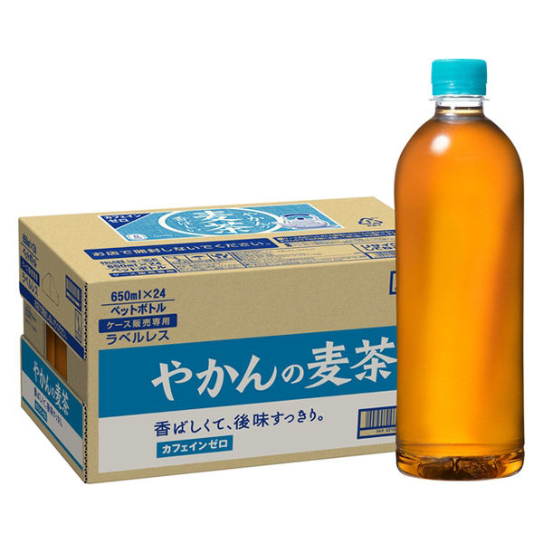 麦茶】コカ・コーラ やかんの麦茶 from 爽健美茶 ラベルレス 650ml 1箱 
