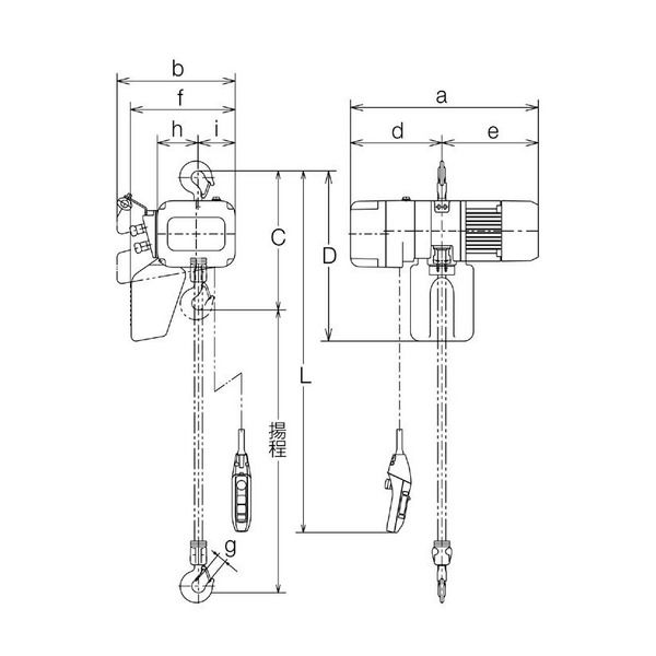 キトー 電気チェーンブロック ER2 懸垂形(単体) 上下1速形 ER2001HxLC060 1台（直送品） キトー
