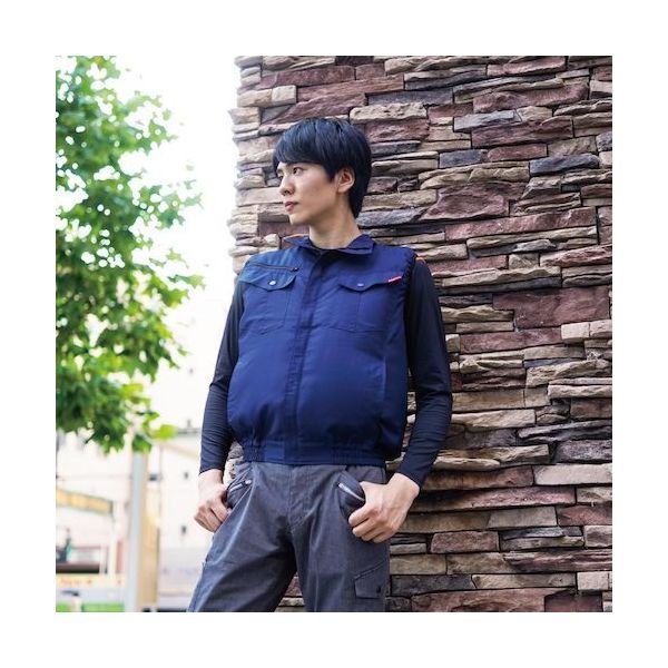 岡潮 空調ベスト(ウェアのみ)日本製生地使用 20211 ネイビー5L 20211N-5L 1着 535-8960（直送品）
