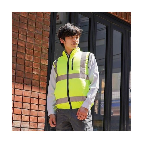 岡潮 高視認性空調安全ベスト(ウェアのみ) 30222 蛍光イエローLL 30222