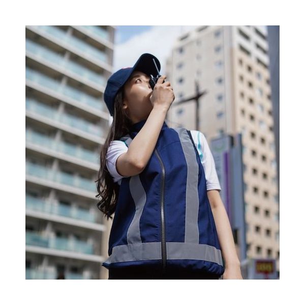 岡潮 空調付き安全ベスト(ウェアのみ)日本製超高耐光生地使用 20271 ネイビーS 20271-S 1着 536-0546（直送品）