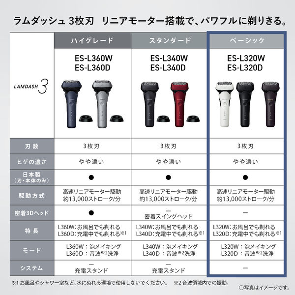 Amazon | パナソニック シェーバー ラムダッシュ 3枚刃 電動 髭