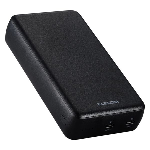 モバイルバッテリー 大容量 20000mAh USB-C×2 最大 20W 黒 DE-C52