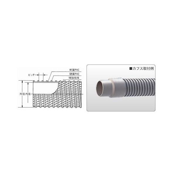 東拓工業 TACダクト糸入り φ90 カット 3m(切売) 21149-090 1巻 東拓工業 TACダクト糸入り φ90 カット 3m(切売) 21149-090 1巻