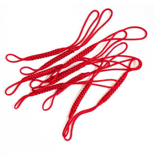 日本紐釦貿易 根付紐 ストラップ 10cm 100本 赤 F1-1-100 1袋100本