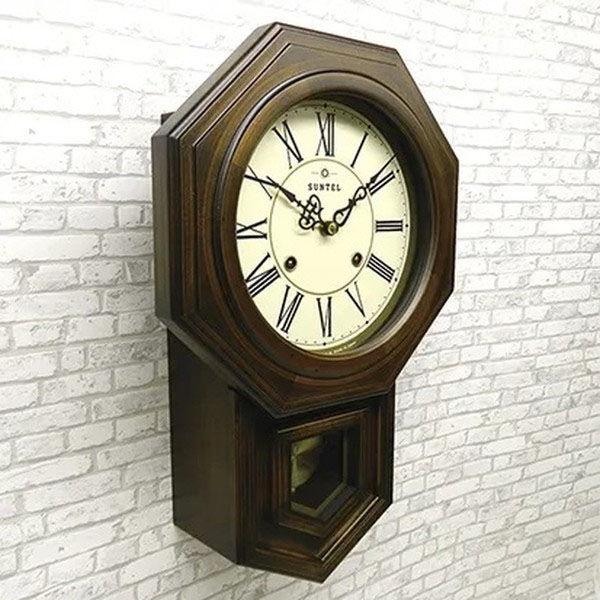 さんてる ボンボン振り子八角 ローマ文字 掛時計 幅285×奥行120