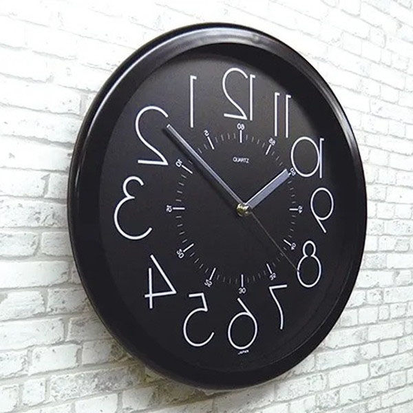 さんてる 逆転時計 置き掛け兼用 直径320×奥行40mm ブラック