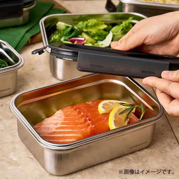 LIV PLUS 保存容器 ステンレス 長方形 2L 電子レンジ対応 シルバー